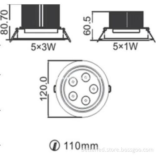5X1W ceiling light with highbright